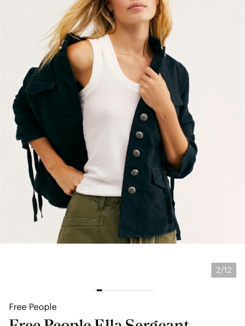 Free People Olive Green Ella Sergeant Jacket - Picture 10 of 12
